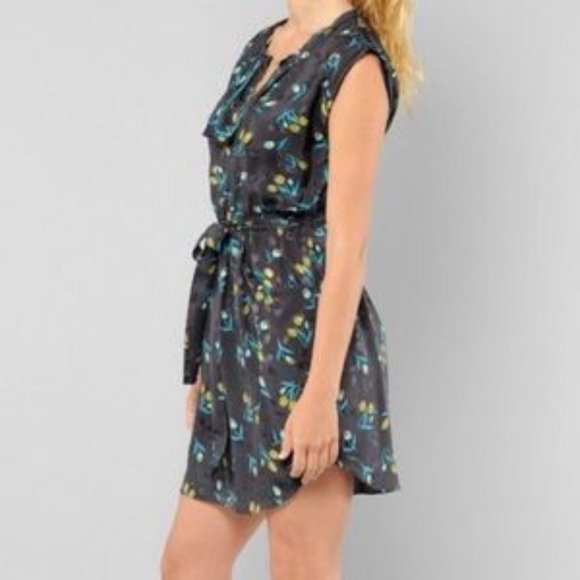 Rebecca Taylor 100% Silk Tulip Floral Navy Dress - Picture 2 of 5
